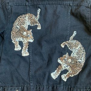THE DENIM BLONDE BLACK EMBROIDERED JEAN JACKET